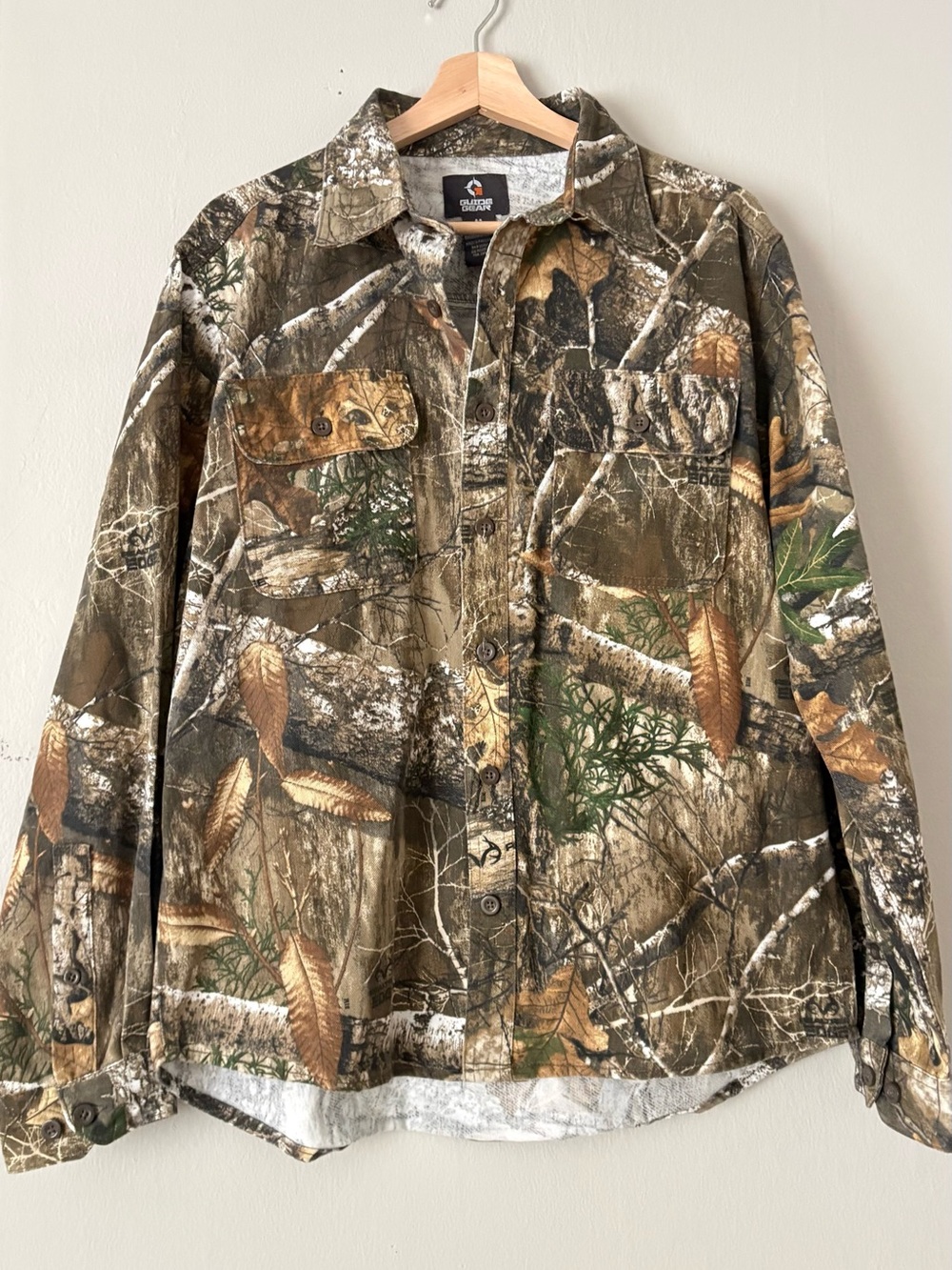 Guide gear Men's Casual Camo Button-Down Shirt in Olive & Brown